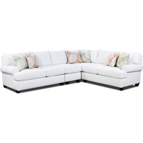 Margo 4 Piece Sectional Sofa in Blanco Off White Chenille